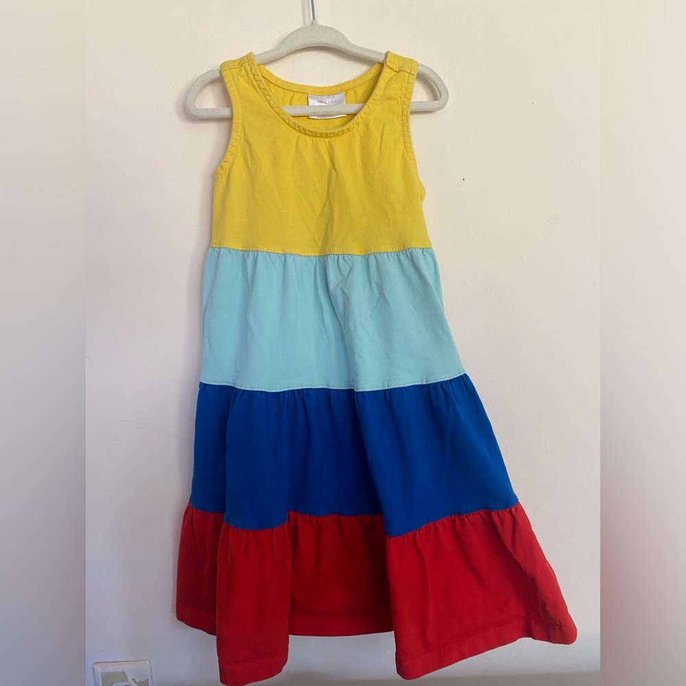 Hanna Andersson size 110 / 5 tiered tank dress colorful blue red yellow girls
